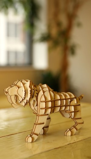 3D Drvene Puzzle - Tigar